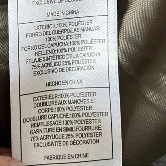 DKNY Girls Olive Green‎ Stadium Parka Cinched Waist Faux Fur Trim Large | NWT - Picture 10 of 14